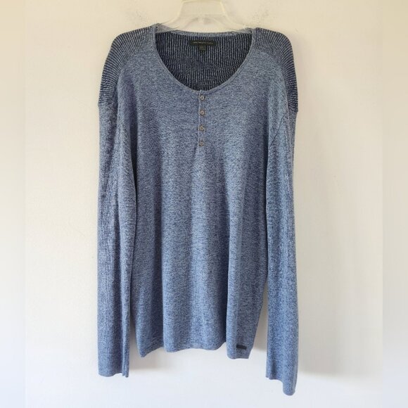 JOHN VARVATOS | Crewneck Sweater Cotton Wool Blend Navy Blue Ribbed Mens Sz XXL - Picture 1 of 8